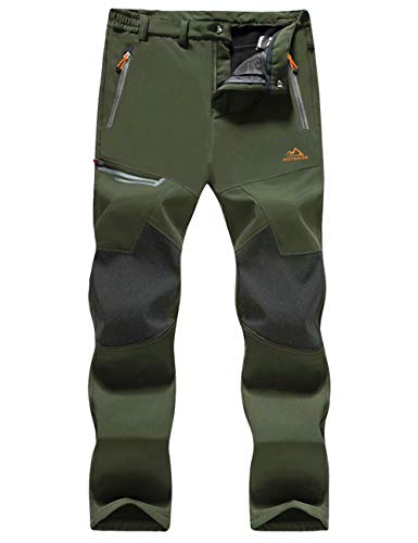 MAGCOMSEN Men's Winter Pants Fleece Lined Ski Snow Pants Water Resistant 4 Zip Pockets Outdoor Pants
